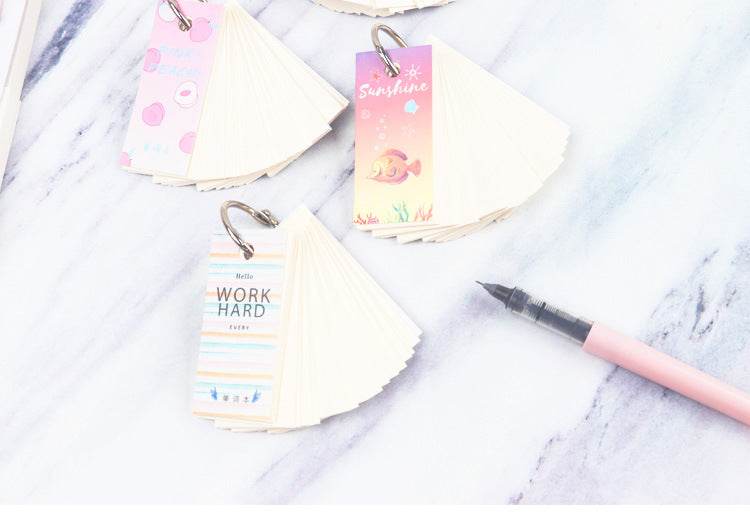 110 Sheets Lovely Mini Notebook School Supplies Stationery Vocabulary Writing Reciting Book Sticky Note Loose Leaf Memo Cards - AIAZ