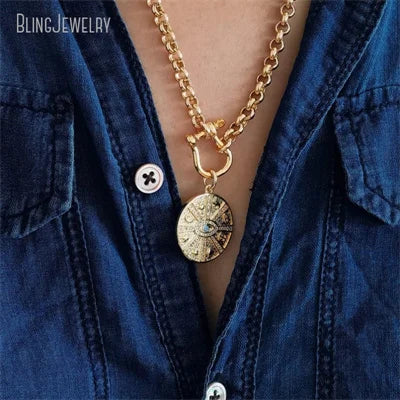 10pcs Waterproof Stainless Steel Box Chain Jewelry Lucky Six Pence U.K Elizabeth Coin Gold Color Women Medallion Necklace Tiki