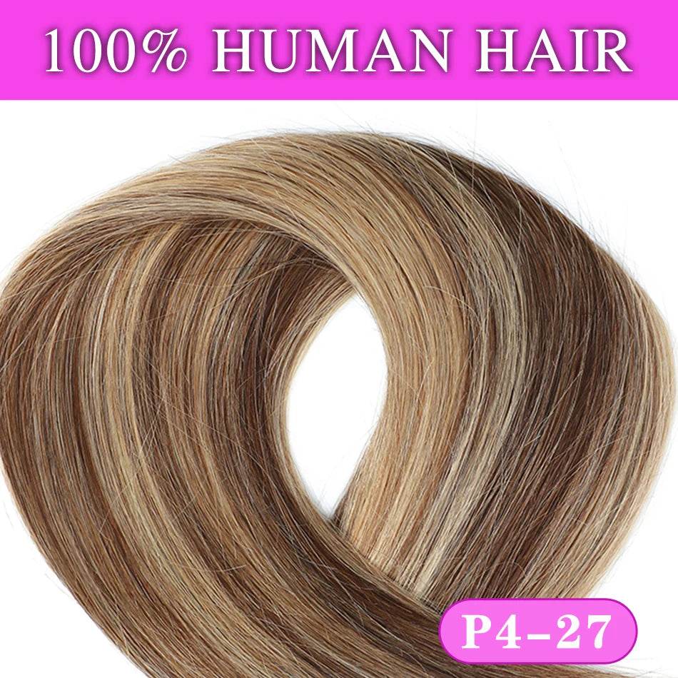 Halo Hair Extensions 100% Human Hair 14-28 Inch Hidden Wire Clip In Hair Ombre Brown Color Human Remy Fish Line Hair Extension - AIAZ