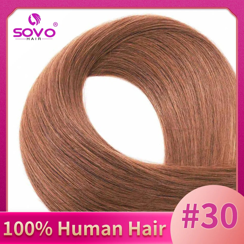 SOVO 100 Strands Nano Rings Human Hair Extensions Natural Blonde Micro Bead Loop Pre Bonded Remy European Straight Hair