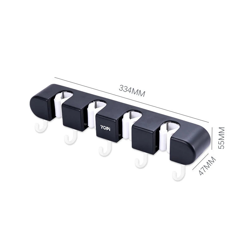 Wall Mounted Mop Storage Shelf Rack Broom Organizer Hooks Holder Self-Adhesive Bathroom Kitchen Garden Garage Storage Tool