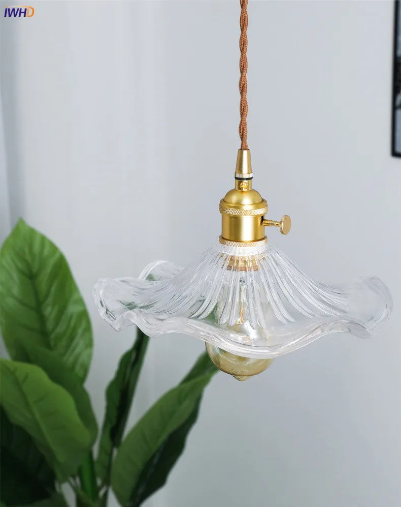 IWHD Nordic Style Simple LED Pendant Light Fixtures Bedroom Living Room Bar Colorful Glass Copper Hanging Lamp Lights Edison
