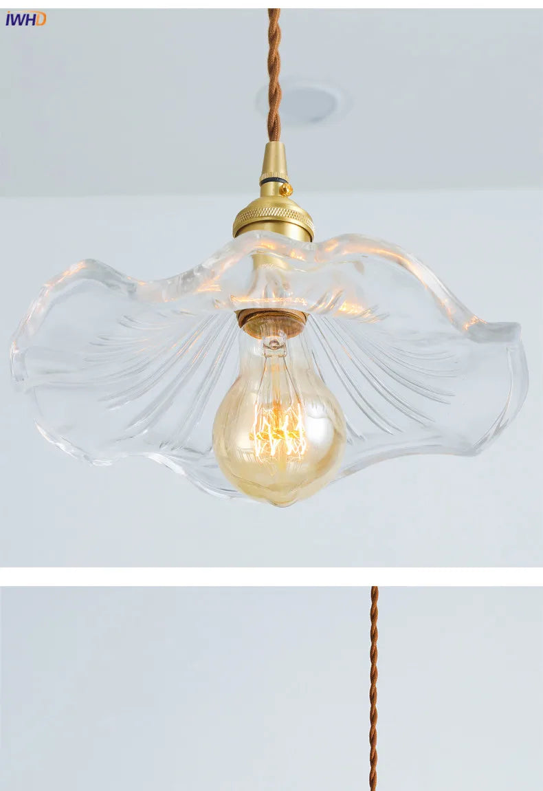 IWHD Nordic Style Simple LED Pendant Light Fixtures Bedroom Living Room Bar Colorful Glass Copper Hanging Lamp Lights Edison