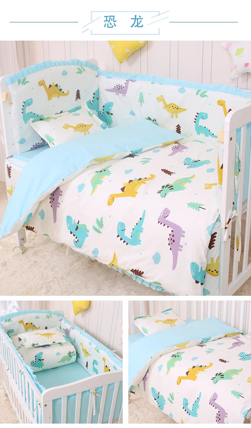 6/9pcs Elephant Baby Bedding Set Cotton Bedroom Decor Baby Girl Boy Crib Bed Linens Bed Bumper 120*60/120*70cm