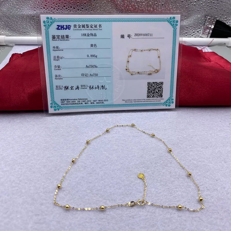 Sinya Hot Sale Promotion 18k Au750 Gold Necklace Clavicle Shine O Chain High Luster Good Quality for Women Ladies Girl DIY Use
