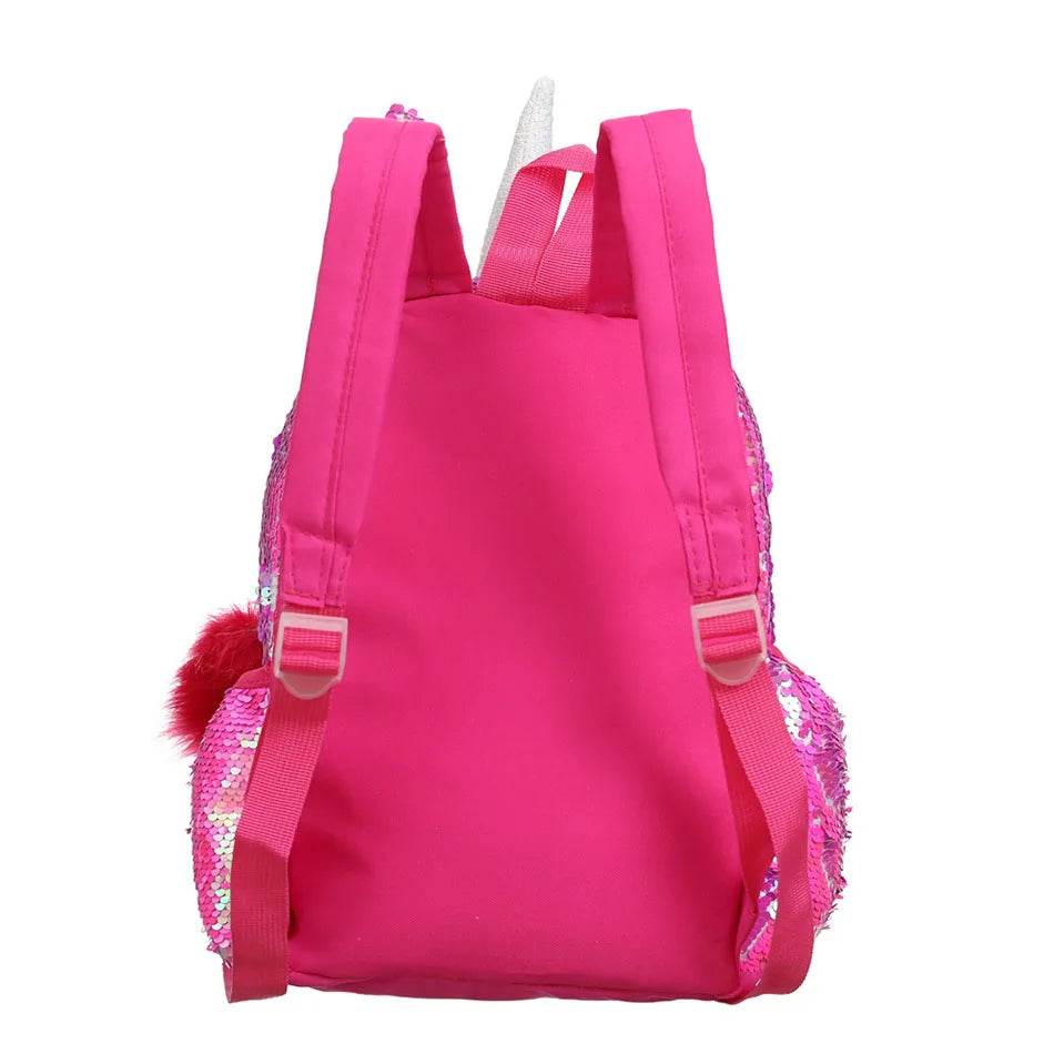 3pcs/set Sequins Unicorn Backpack Fashion Girl Glitter School Book Bag Girls Cute Hologram Laser PU Leather Travel Backpacks - AIAZ