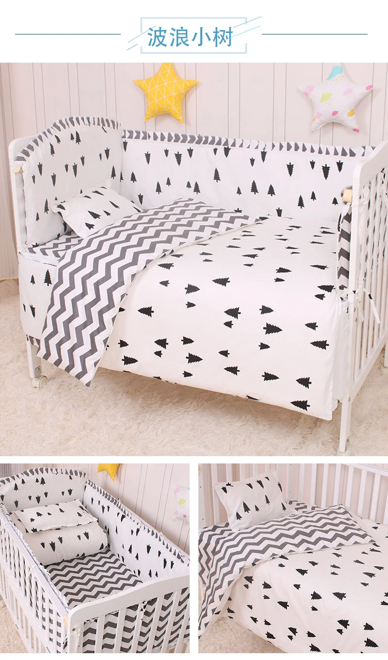 6/9pcs Elephant Baby Bedding Set Cotton Bedroom Decor Baby Girl Boy Crib Bed Linens Bed Bumper 120*60/120*70cm