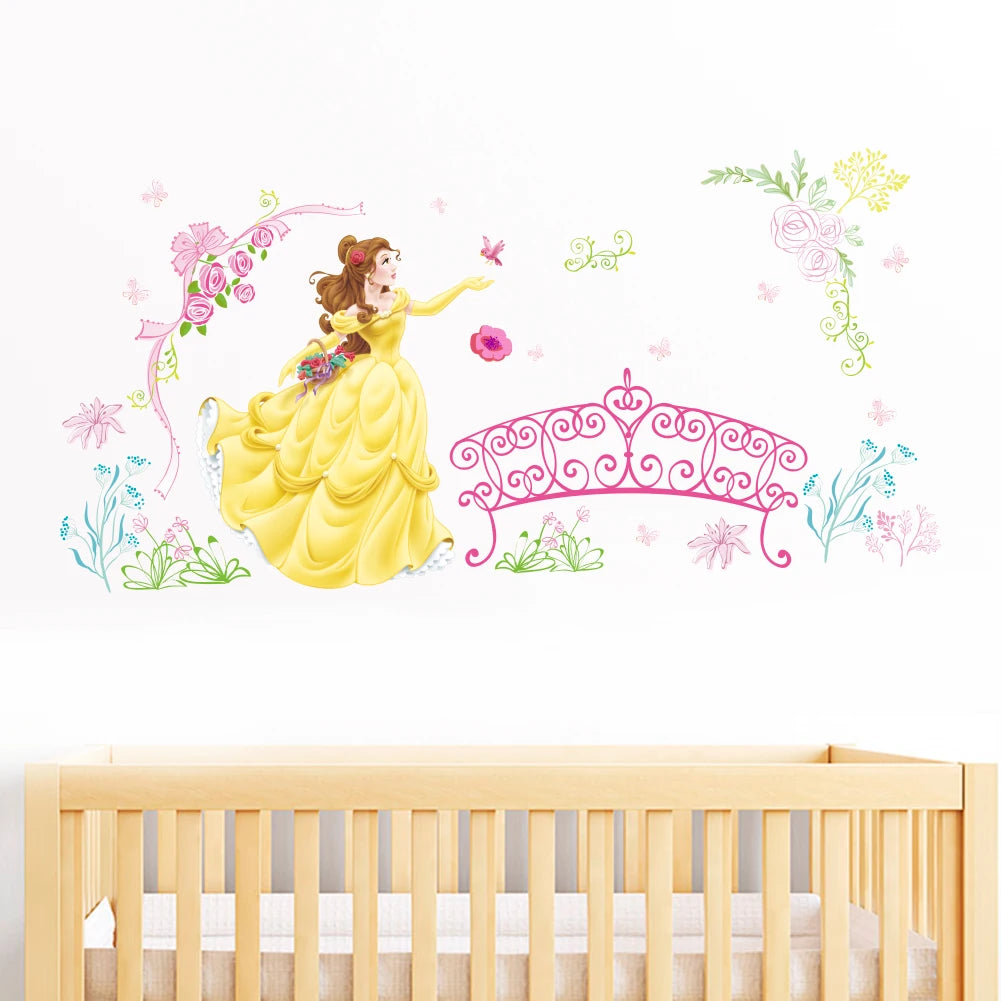 lovely castle Princess Wall Stickers For Kids Room Height Measure fairy tale Cartoon DIY Decoration Girl's Room Decoration gift