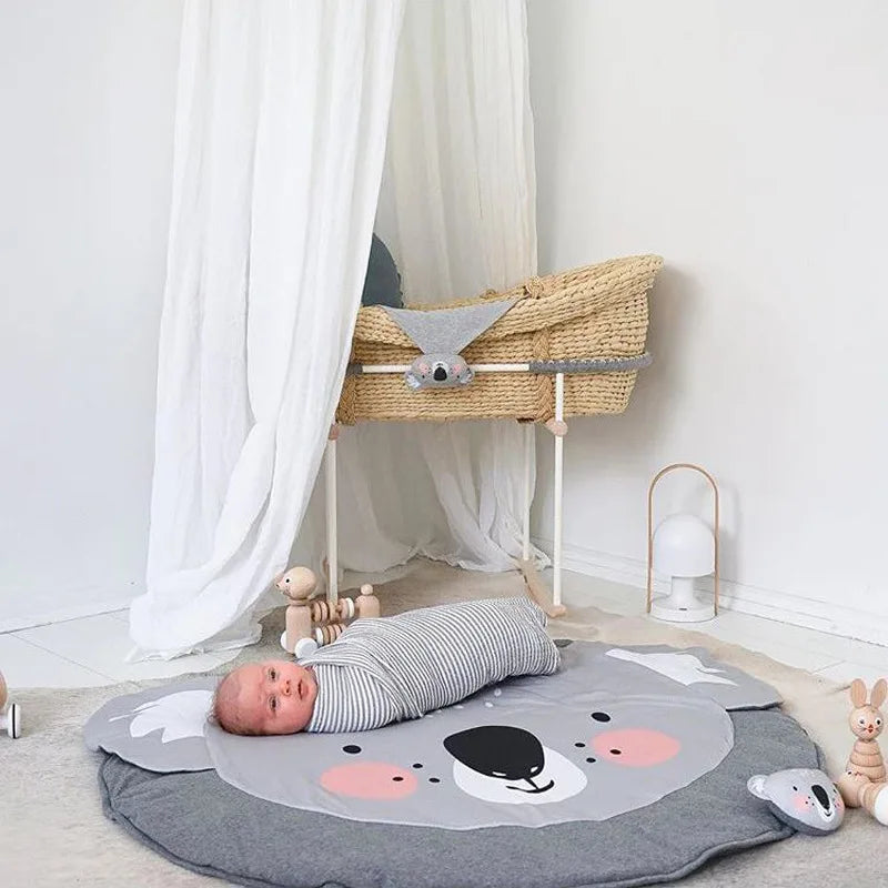 Cartoon Animals Baby Play Mats Pad Toddler Kids Crawling Blanket Round Carpet Rug Toys Mat For Children Room Decor Photo Props