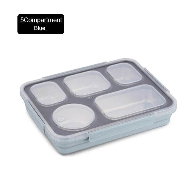 BOZZH Stainless Steel Lunch Box Bento Box For Kids 5 Microwave Plastic Food Container With Compartment Leak-Proof Food Box - AIAZ