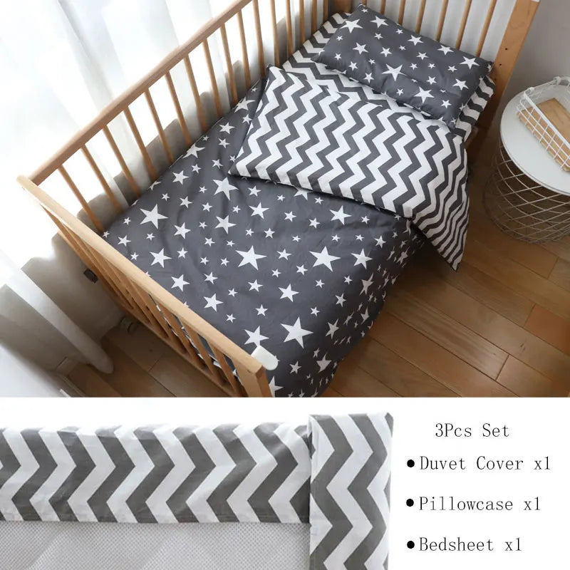Baby Bedding Set Nordic Striped Star Crib Bedding Set With Bumper Cotton Soft Baby Bed Linen Items For Newborns Nursery Decor