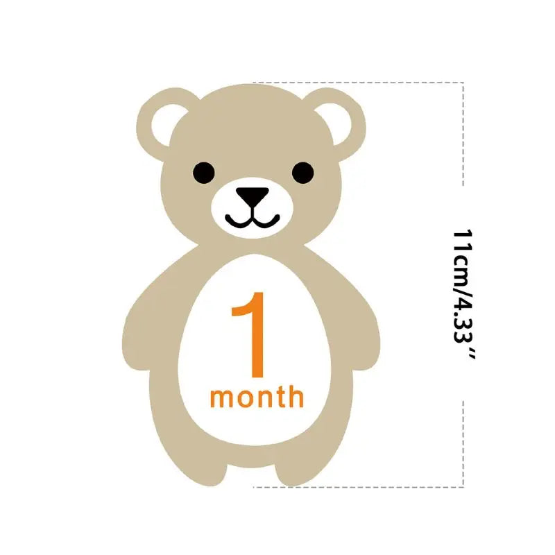 12 Sheets/set Cute Cartoon Animals Baby Monthly Milestone Stickers Belly Newborn Photography Props Pregnant Women Infant photo