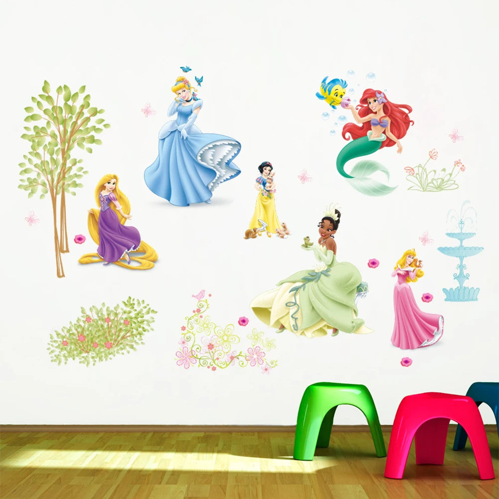 lovely castle Princess Wall Stickers For Kids Room Height Measure fairy tale Cartoon DIY Decoration Girl's Room Decoration gift