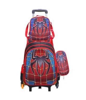 School Troilley Bag Set for boys School Trolley Backpack Set Lunch Bag School Wheeled Backpack for boys School Bookbag Rucksacks - AIAZ