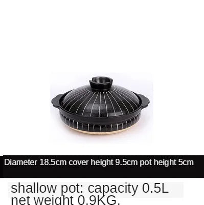 Ceramic Casserole Japanese Black Round 0.5-3L Multiple Size Cooking Pot Pan Household Kitchen Supplies Saucepan Cookware