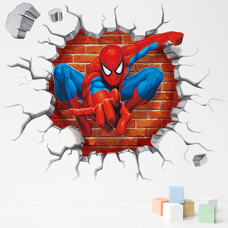 Cartoon Spider-Man Avenger Wall Stickers For Kids Room Decoration Home Bedroom PVC Decor Marvel Movie Mural Wall Art Decals