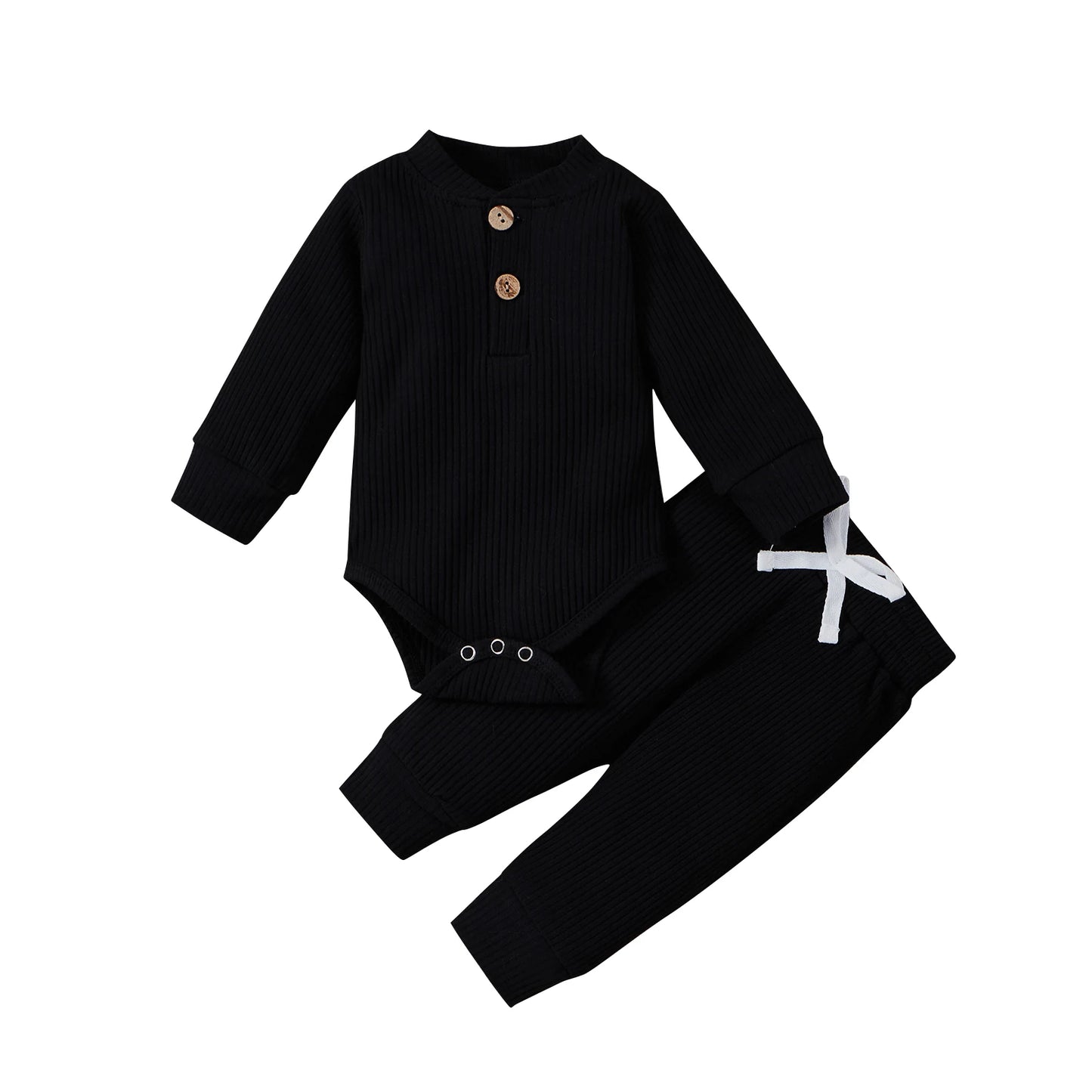 16 Colors Baby Solid Knit Sets Newborn Infant Girls Boys Fall Winter Long Sleeve Romper + Elastic Pants Toddler Outfit 0-24M