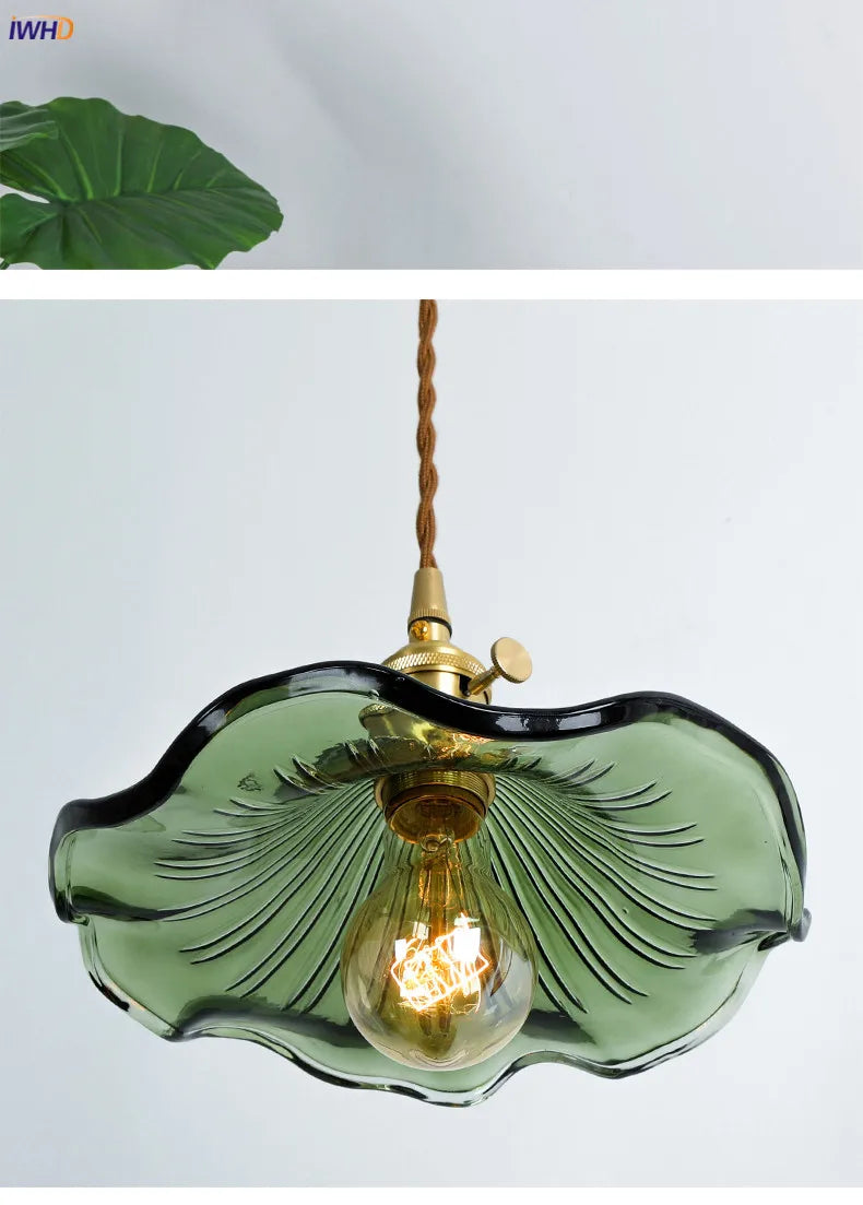 IWHD Nordic Style Simple LED Pendant Light Fixtures Bedroom Living Room Bar Colorful Glass Copper Hanging Lamp Lights Edison