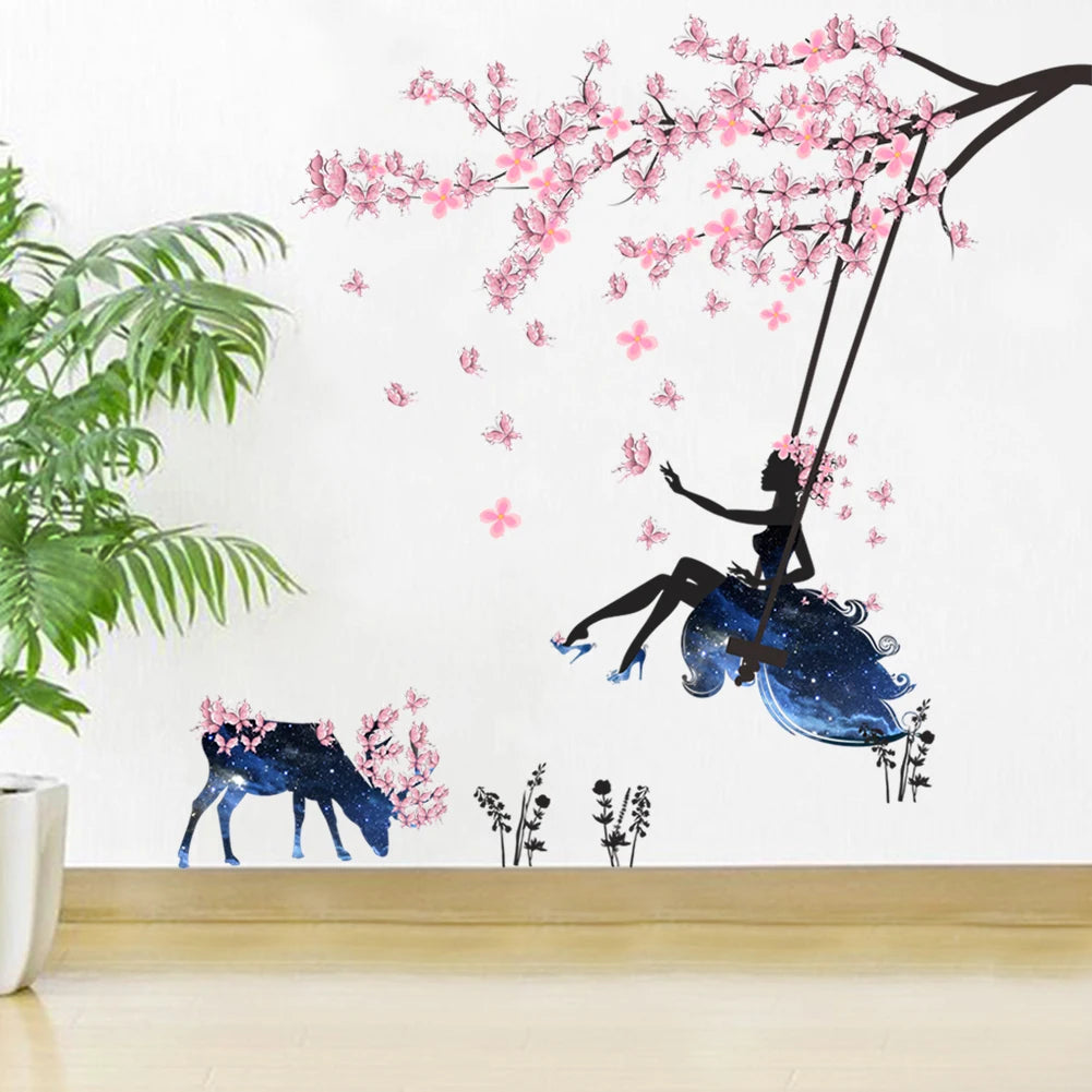 lovely castle Princess Wall Stickers For Kids Room Height Measure fairy tale Cartoon DIY Decoration Girl's Room Decoration gift