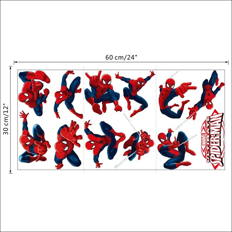 Cartoon Spider-Man Avenger Wall Stickers For Kids Room Decoration Home Bedroom PVC Decor Marvel Movie Mural Wall Art Decals