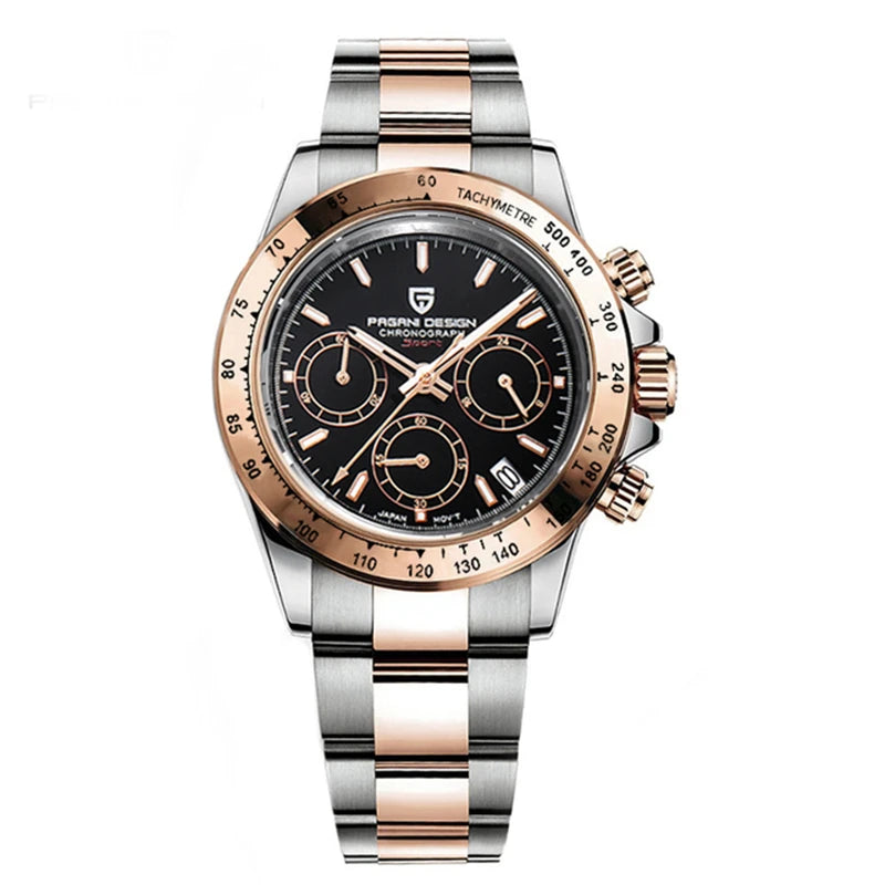 PAGANI DESIGN 2025 New Black Mens Watches Brand Luxury Quartz Watch For Men Chronograph Sports Waterproof Luminous Reloj Hombre