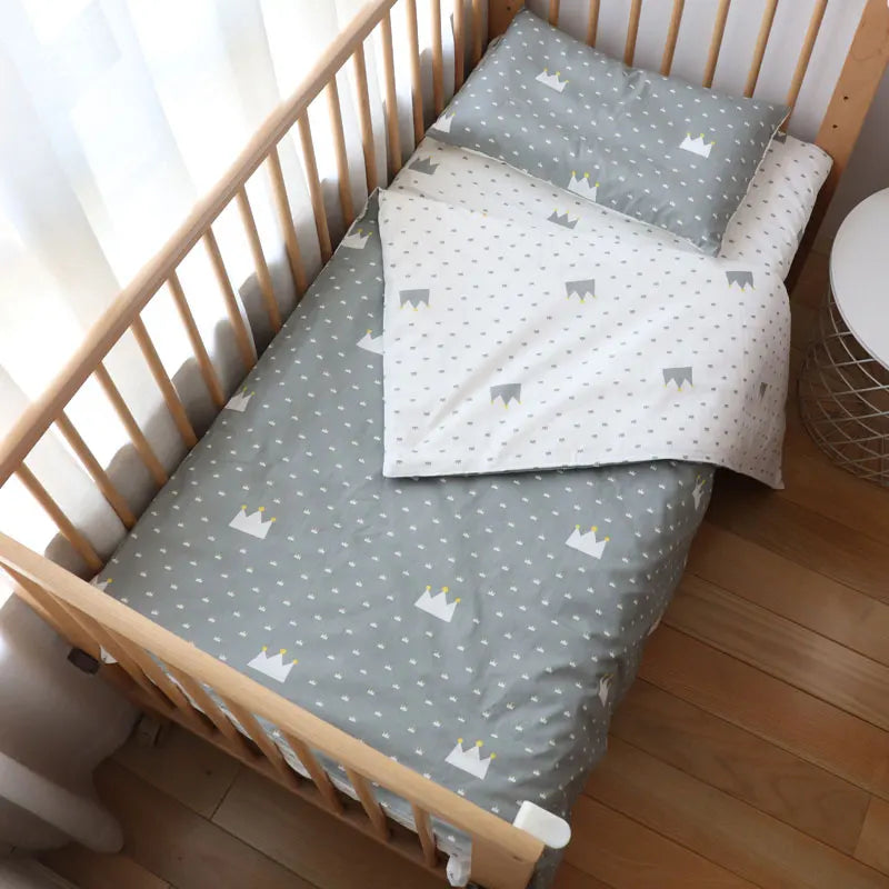 Baby Bedding Set Nordic Striped Star Crib Bedding Set With Bumper Cotton Soft Baby Bed Linen Items For Newborns Nursery Decor