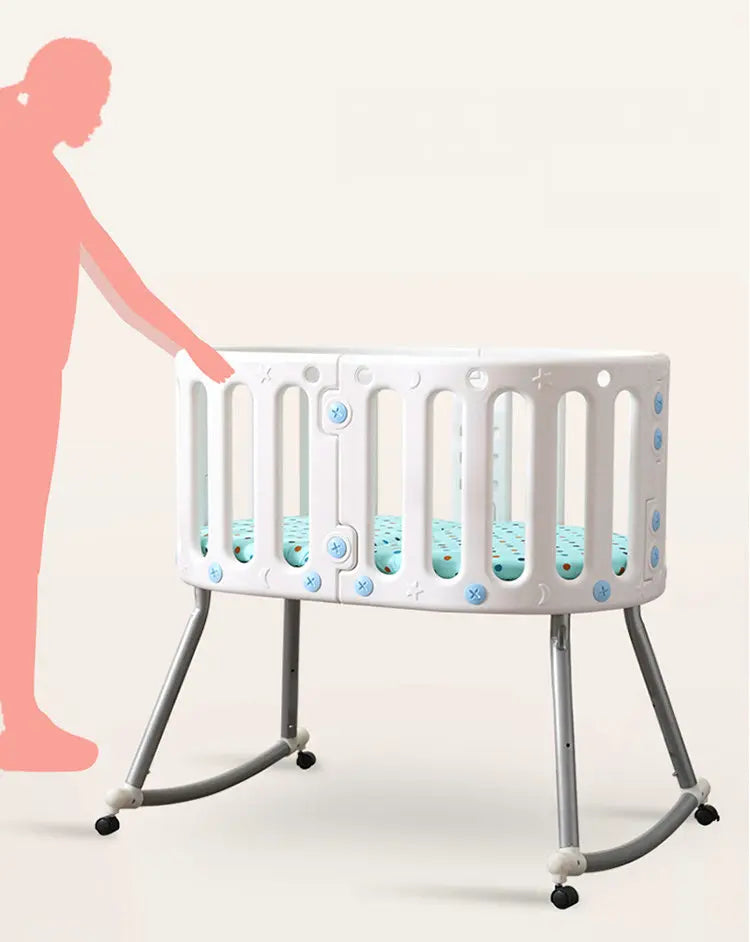 White Color Newborn Baby Bed, Can Split To Two Chairs, Multifunctional Infant Rocking Cradle Kids Crib