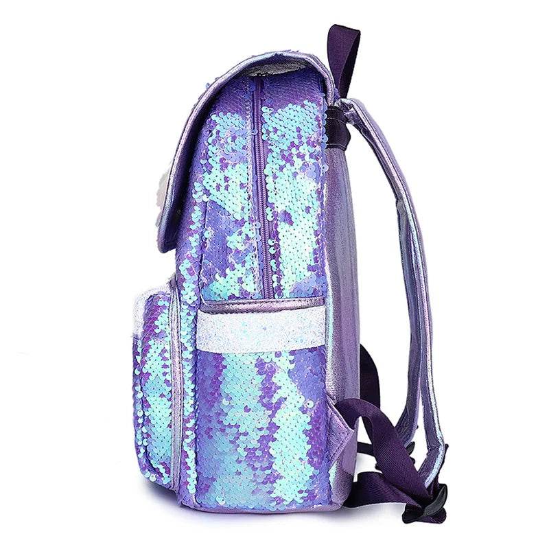 3pcs/set Sequins Unicorn Backpack Fashion Girl Glitter School Book Bag Girls Cute Hologram Laser PU Leather Travel Backpacks - AIAZ