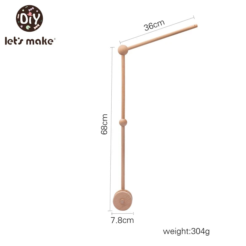 3pc/set Baby Wooden Bed Bell Bracket Mobile Hanging Rattles Toy Hanger Baby Crib Mobile Bed Bell Wood Toy Holder Arm Bracket