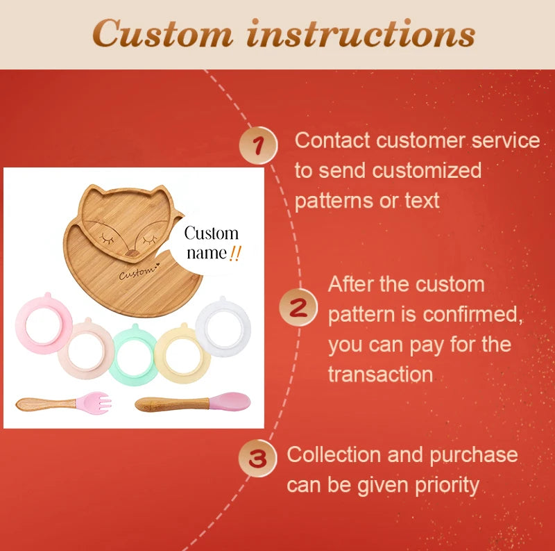 Baby Feeding Bowl Food Tableware Kids Wooden Training Plate Silicone Suction Cup Removable Wooden Fork Spoon Children's Dishes