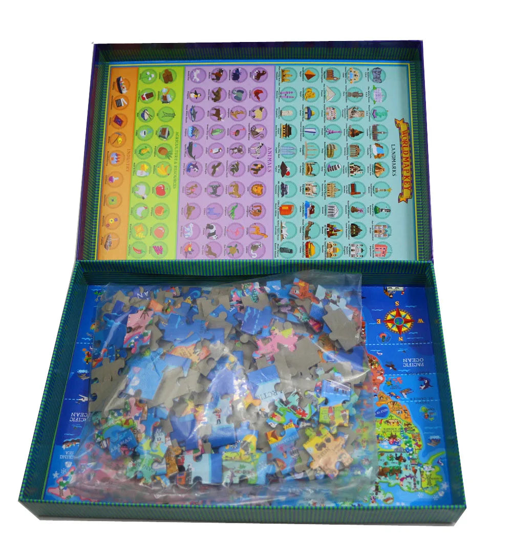 200pcs Jigsaw Puzzle United States World Map Paper Puzzles for Adults Children Decompression Game Kid Educational Gift Toys