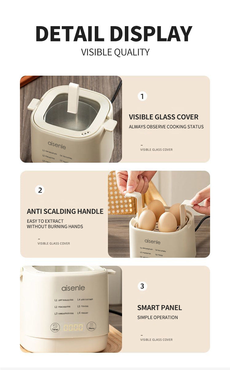 New Intelligent Egg Steamer Automatic Power Off Portable Small Egg Steamer Household Multi-function Yogurt Machine