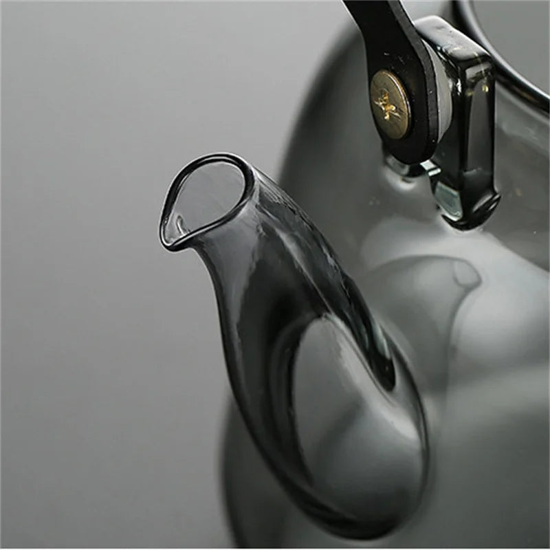 1000ML Embossed High Borosilicate Glass Teapot With Tea Strainer Infuser Flower Puer Kungfu Tea Set Kettle Lifting Beam Tea Pot