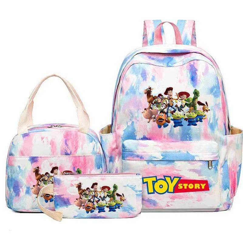 Toy Story Colorful Backpack Set With Tote and Pouch Large Capacity Lightweight And Breathable Outdoor Knapsack School Bags - AIAZ