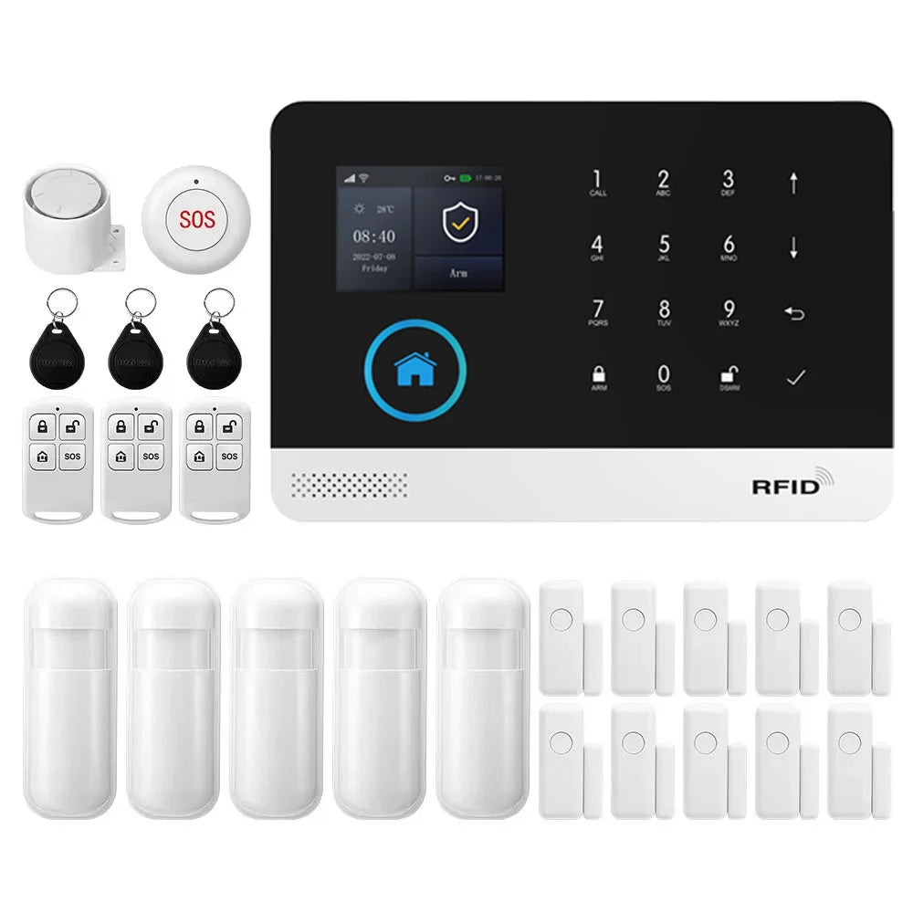PGST WiFi GSM 2G Tuya Smart Life Home Alarm Security System Kit Alexa Automation Alarm Security Protection Door Motion Detector