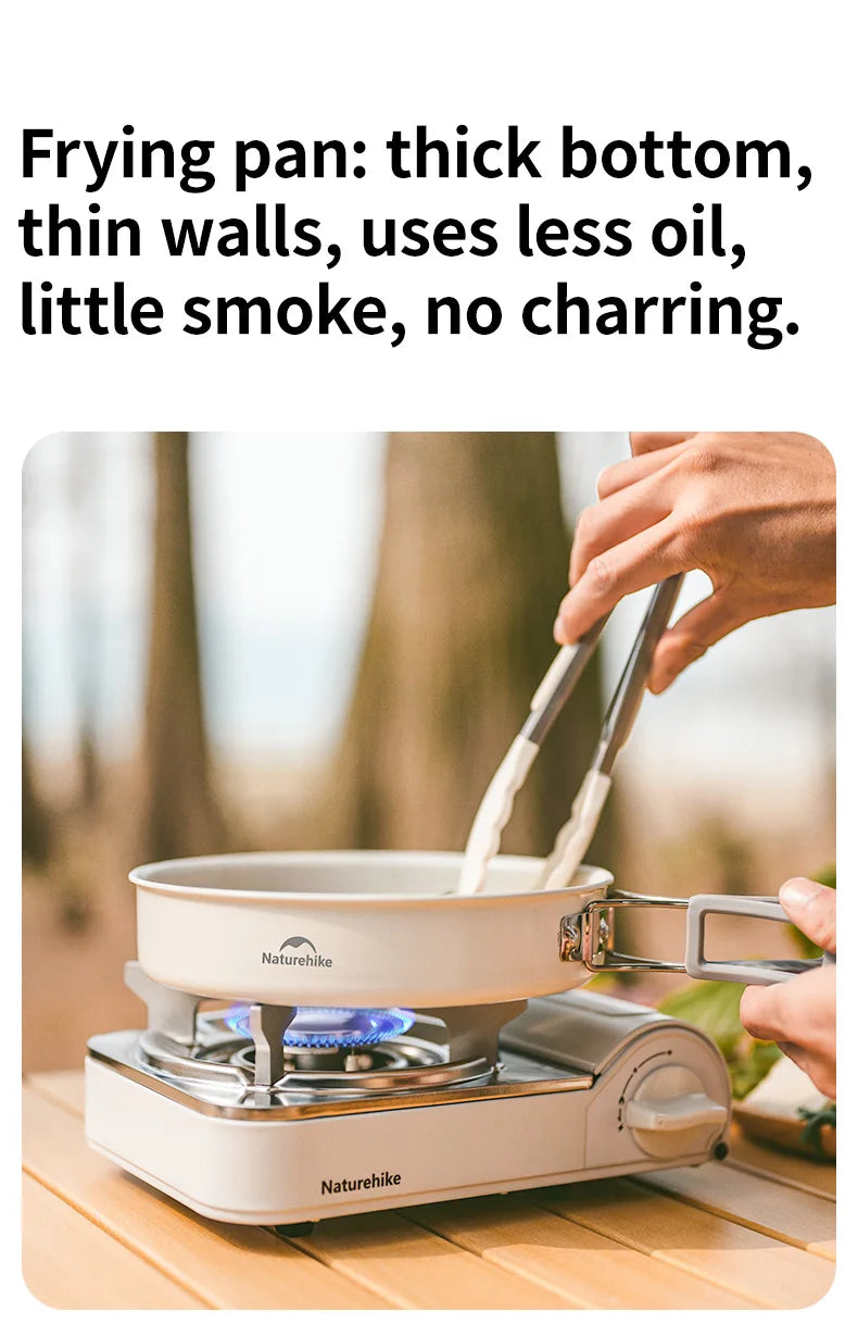 Naturehike Camping Cookware Ceramic Non-Stick Set Lightweight Portable Tableware Kettle Frying Pan Pot Cookset Kitchen Utensils