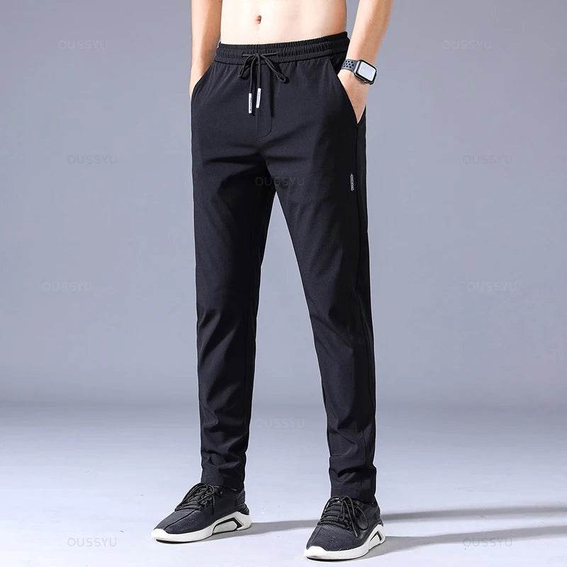2025 Men's Trousers Spring Summer New Thin Green Solid Color Fashion Pocket Applique Full Length Casual Work Pants Pantalon - AIAZ
