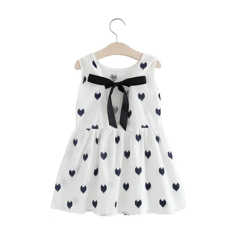 New Baby Girls Sleeveless Flower Print Dresses Clothes Bowknot Kid Summer Princess Dress Children Party Ball Pageant Outfit