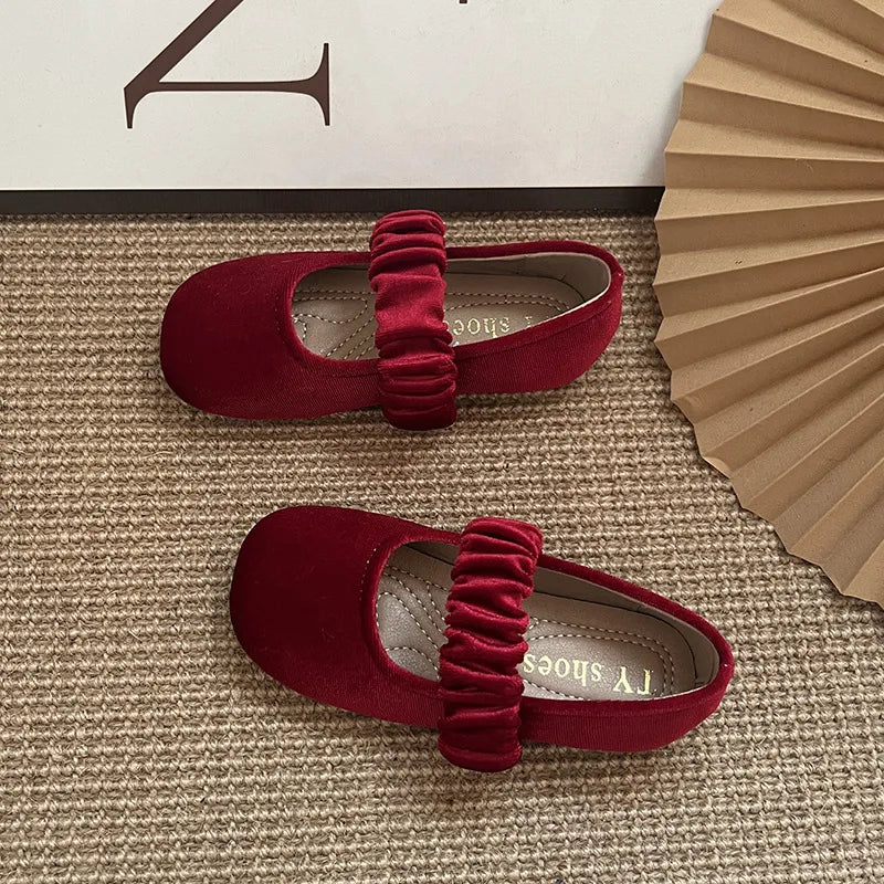 New 2025 Fashion Baby Girls Princess Band Shoes Shallow Velvet Infant Toddler Children Slip on Dance Shoes Soft Sole Flat Shoes