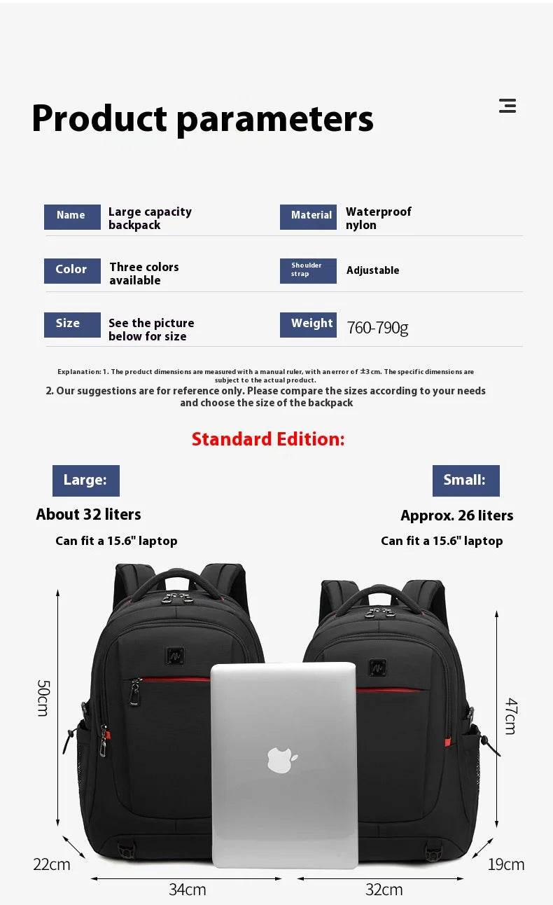 Backpack Primary School Middle School Students High School Bags Large Capacity Ultra-light Load Reduction Outdoor Travel Busines - AIAZ
