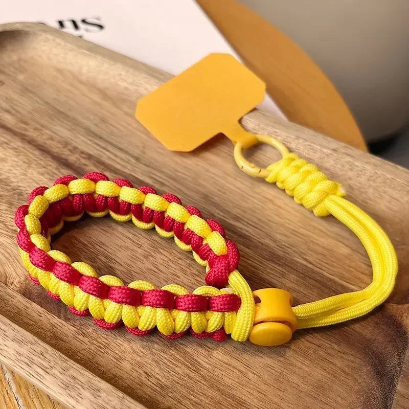 Short Sports Phone Charm Wrist Strap Adjustable Black Green Woven Sturdy Lanyard European Travel Anti-Theft Anti-robbery Keycord
