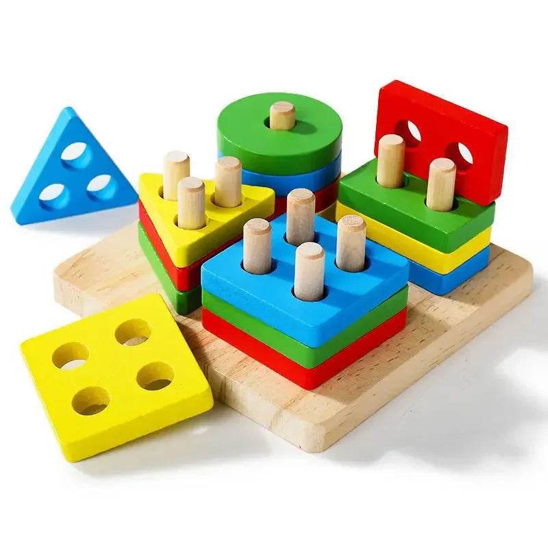 For montessori educate Wooden Sorting Stacking Toys Puzzle for Toddlers and Kids Preschool Fine Motor Skill Toy for 1 Years - AIAZ