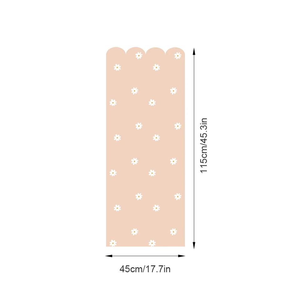Boho Flower Daisy Scalloped Wallpaper Nursery Child Wall Art Kids Room Girls Bedroom Home Decor Waterproof Peel and Stick