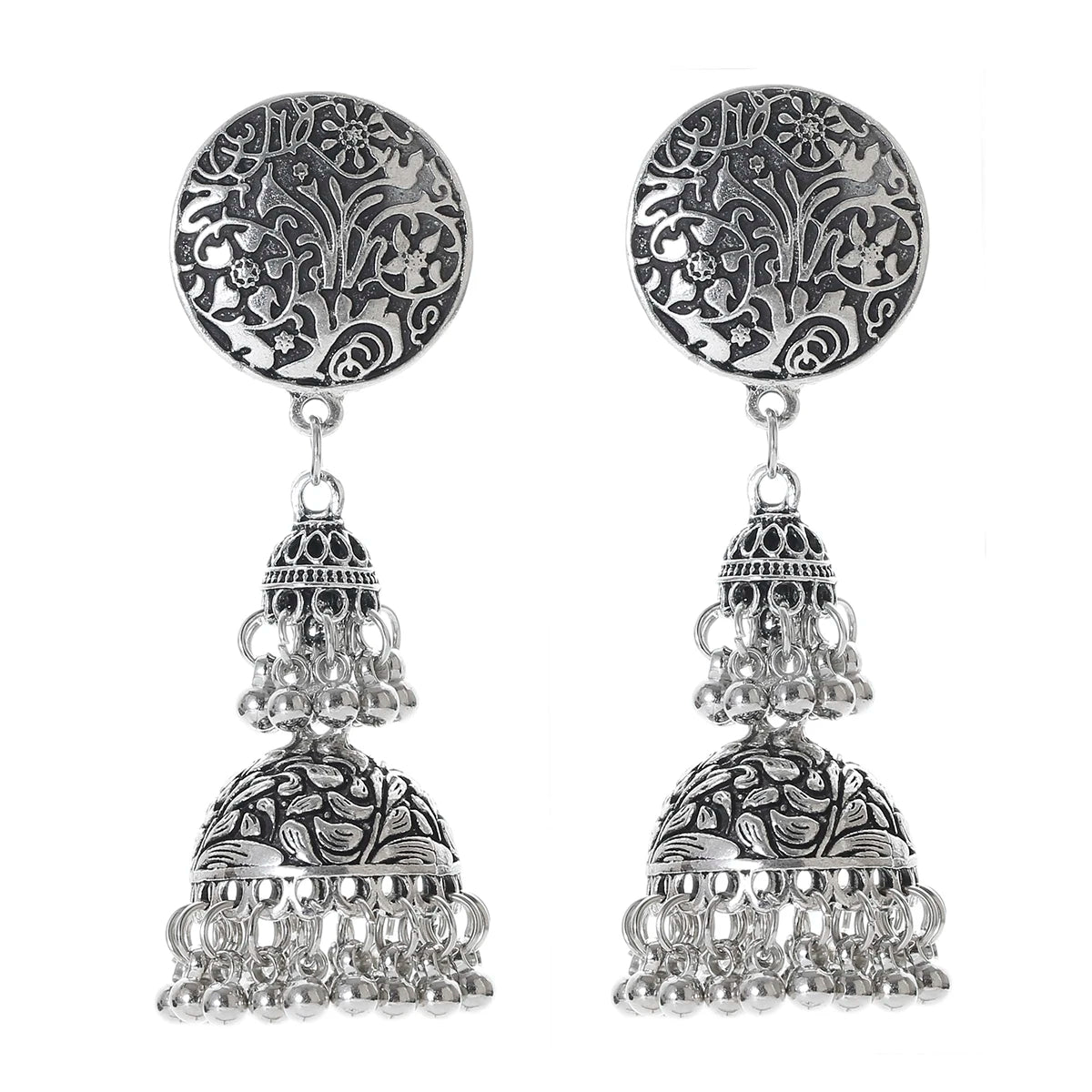 Boho Afghan Ethnic Drop Earrings For Women Pendient Gold Color Gyspy Silver Color Bell Ladies Indian Earring Jewelry