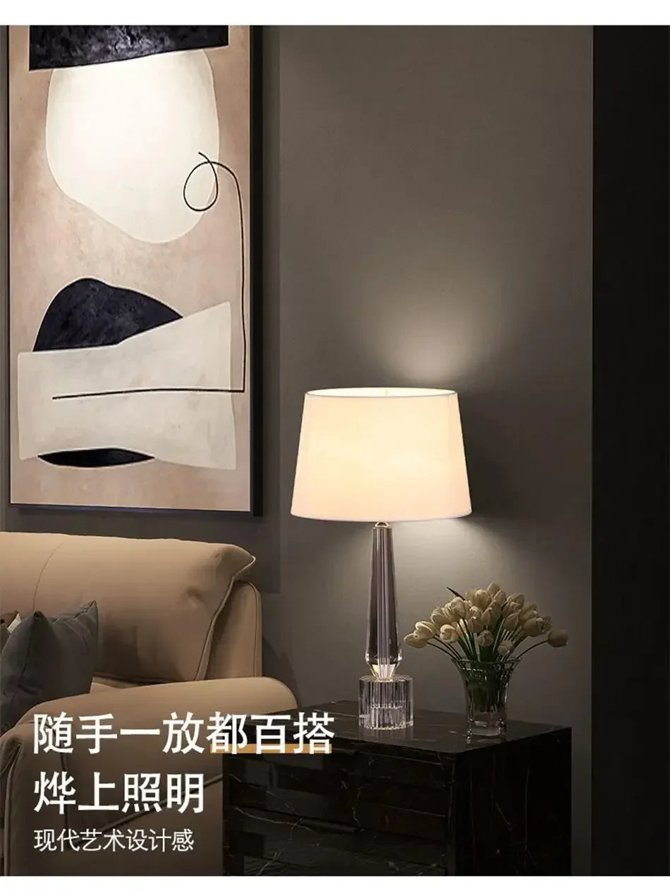 2025 Creative Fabric Table Lamp Crystal Glass Ball Lamp Living Room Creative Bubble Light Bedroom Beside Art Reading Lamp
