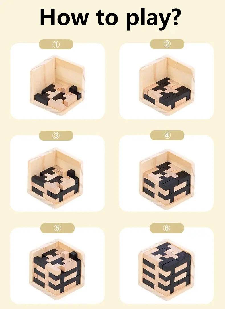 Funny Wooden Puzzles IQ Toys 54T Cube Educational Toys For Kids Intellectual Game For Adults And Puzzle Enthusiasts - AIAZ