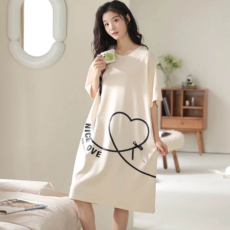 Summer Couple Pajama Sets 100%Cotton Men Short Sleeve Pyjamas Sexy Women Nightgown - AIAZ