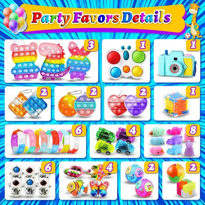 120/206pcs Kids Birthday Party Favors Set Toys Children Pinata Filler Bulk Supplies Boys Girls Classroom Carnival Prizes Favors - AIAZ