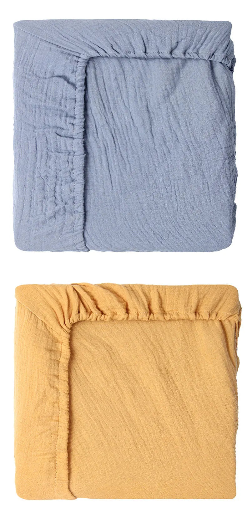 100% Cotton Crinkle Muslin Fitted Crib Sheet for infant baby Soft Breathable Solid Color Baby Bassinet Mattress Cover Bedding