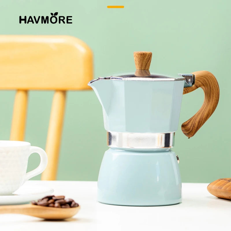 150ml/300ml Vintage Wooden Handle Espresso Maker Moka Pot Classic Italian KitchenTools Cafe Accessories